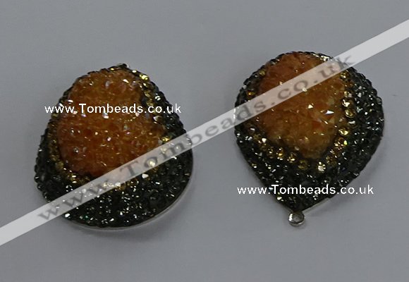 NGP3675 35*45mm teardrop plated druzy agate pendants wholesale