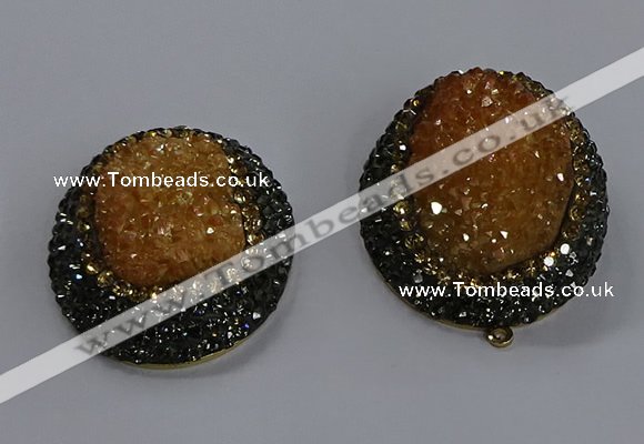 NGP3678 35*45mm oval plated druzy agate gemstone pendants