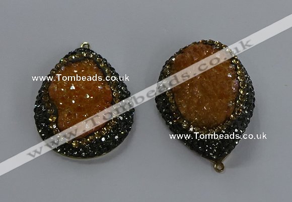 NGP3679 35*45mm teardrop plated druzy agate gemstone pendants