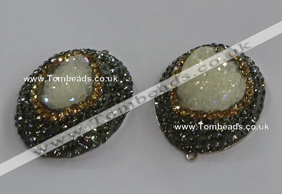 NGP3682 35*45mm oval plated druzy agate pendants wholesale