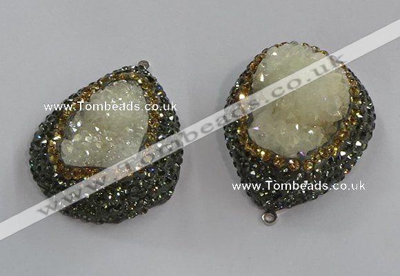 NGP3683 35*45mm teardrop plated druzy agate pendants wholesale