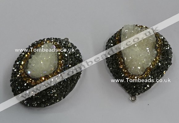 NGP3684 35*45mm freeform plated druzy agate pendants wholesale