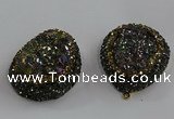 NGP3691 35*45mm teardrop plated druzy agate gemstone pendants
