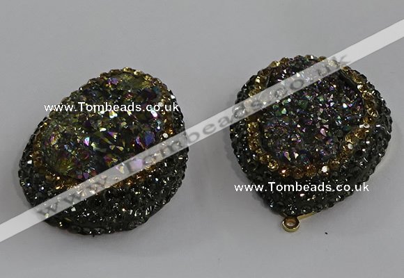 NGP3691 35*45mm teardrop plated druzy agate gemstone pendants