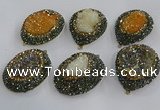 NGP3694 35*45mm freeform plated druzy agate gemstone pendants