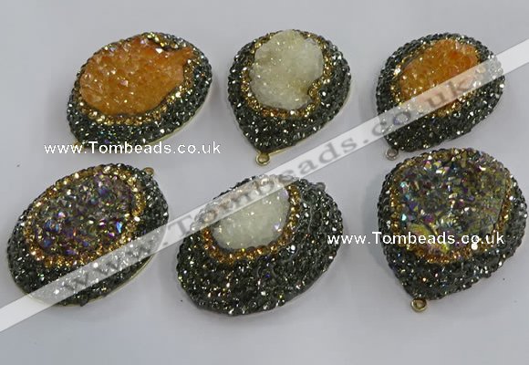 NGP3694 35*45mm freeform plated druzy agate gemstone pendants