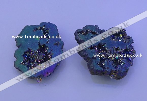 NGP3721 28*35mm - 40*45mm freeform plated druzy agate pendants