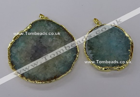 NGP3776 45*50mm - 55*60mm freeform druzy agate pendants