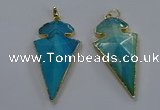 NGP3804 25*50mm - 28*55mm arrowhead agate gemstone pendants