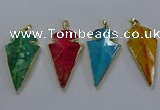 NGP3808 25*50mm - 28*55mm arrowhead agate gemstone pendants