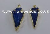 NGP3818 25*45mm - 30*60mm arrowhead dyed white crystal pendants