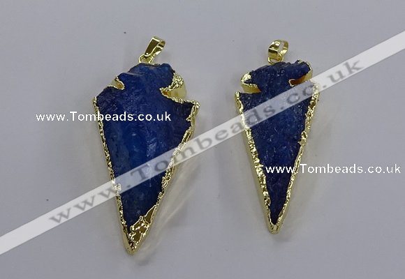 NGP3818 25*45mm - 30*60mm arrowhead dyed white crystal pendants