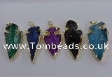 NGP3819 25*45mm - 30*60mm arrowhead dyed white crystal pendants
