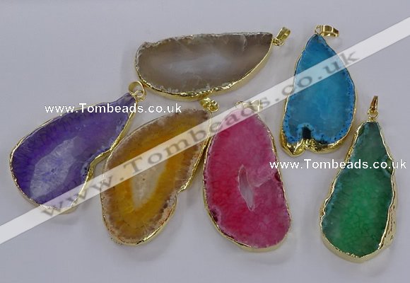 NGP3849 25*65mm - 35*70mm freeform agate gemstone pendants