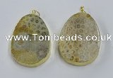 NGP3918 40*55mm freeform fossil coral pendants wholesale