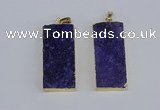 NGP3954 20*50mm - 25*45mm rectangle druzy agate gemstone pendants