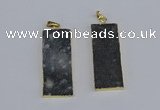 NGP3959 20*50mm - 25*45mm rectangle druzy agate gemstone pendants