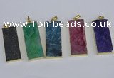 NGP3960 20*50mm - 25*45mm rectangle druzy agate gemstone pendants