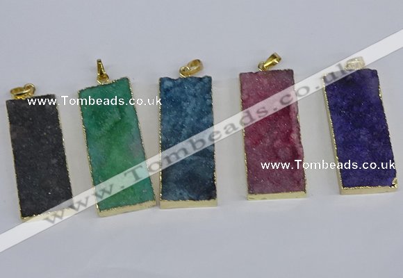 NGP3960 20*50mm - 25*45mm rectangle druzy agate gemstone pendants