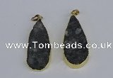 NGP3979 20*40mm - 25*50mm flat teardrop druzy agate pendants