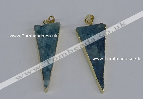 NGP3986 20*48mm - 25*50mm triangle druzy agate pendants wholesale