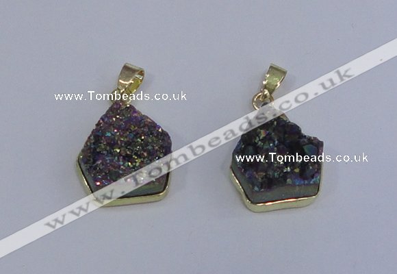 NGP4009 15*16mm freeform druzy quartz gemstone pendants