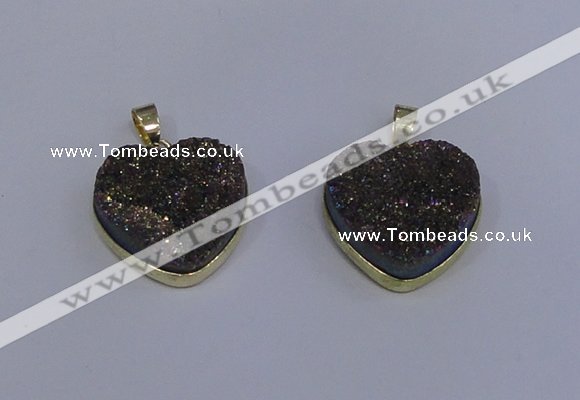 NGP4023 20*20mm heart druzy quartz gemstone pendants