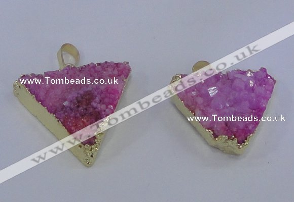 NGP4048 25*30mm – 30*35mm triangle druzy quartz pendants