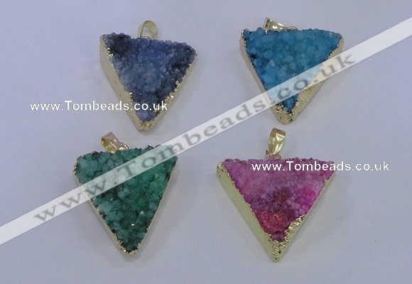 NGP4055 25*30mm – 30*35mm triangle druzy quartz pendants