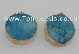 NGP4062 28mm – 30mm flat round druzy quartz pendants wholesale