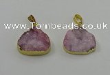 NGP4084 18*22mm - 20*24mm flat teardrop druzy quartz pendants