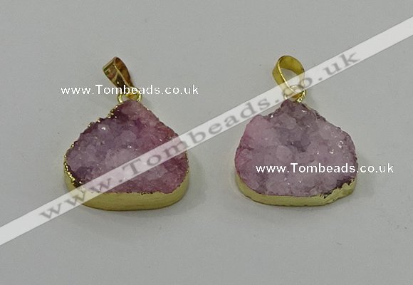 NGP4084 18*22mm - 20*24mm flat teardrop druzy quartz pendants