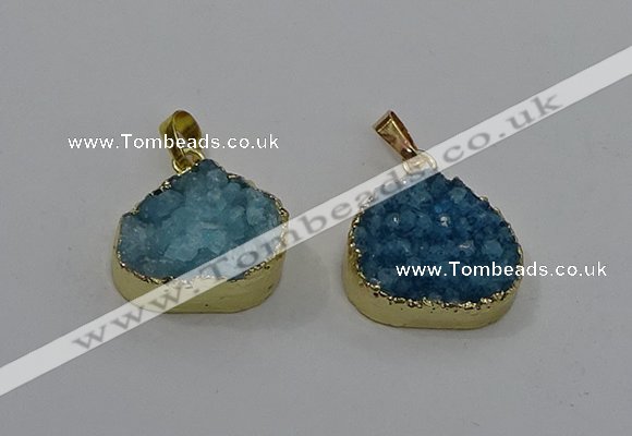 NGP4085 18*22mm - 20*24mm flat teardrop druzy quartz pendants