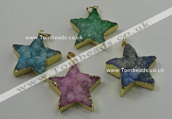 NGP4098 30*32mm - 32*35mm star druzy quartz pendants wholesale