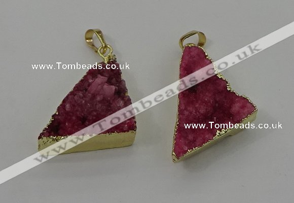 NGP4103 22*35mm - 24*40mm triangle druzy quartz pendants wholesale