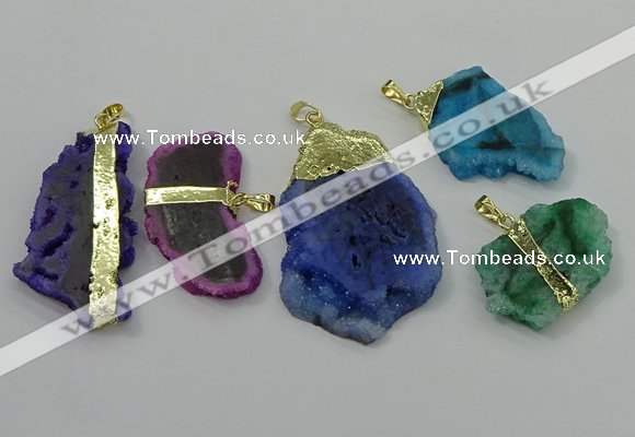 NGP4138 25*35mm - 40*50mm freeform druzy quartz pendants wholesale