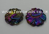 NGP4150 40*45mm - 50*55mm flower plated druzy agate pendants