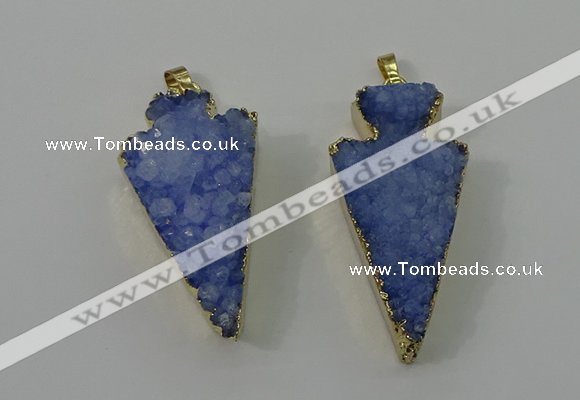 NGP4159 20*45mm - 22*48mm arrowhead druzy quartz pendants