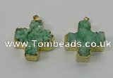 NGP4167 30*32mm cross druzy quartz pendants wholesale