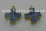 NGP4168 30*32mm cross druzy quartz pendants wholesale