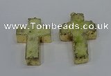 NGP4173 30*48mm - 32*50mm cross druzy quartz pendants wholesale