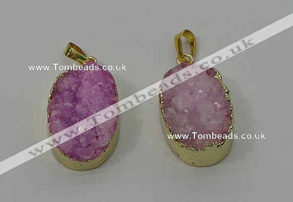 NGP4186 18*25mm - 18*28mm oval druzy quartz pendants wholesale