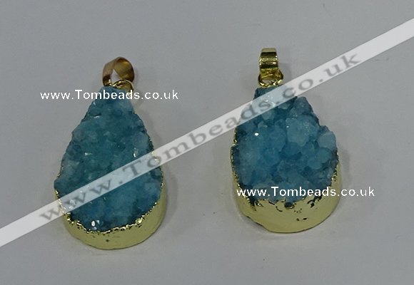 NGP4196 18*25mm - 18*28mm flat teardrop druzy quartz pendants