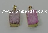 NGP4224 16*25mm - 18*25mm rectangle druzy quartz pendants wholesale