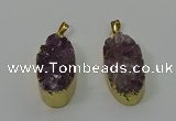 NGP4242 18*35mm oval druzy amethyst pendants wholesale