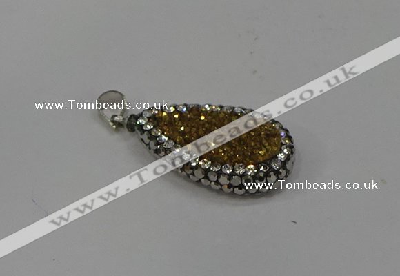 NGP4275 14*23mm flat teardrop plated quartz pendants wholesale