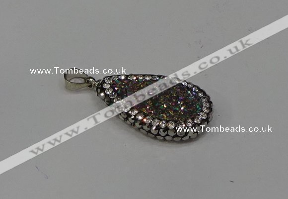 NGP4277 14*23mm flat teardrop plated quartz pendants wholesale