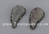 NGP4313 20*40mm - 25*50mm wing-shaped druzy quartz pendants