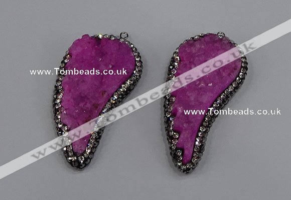 NGP4316 20*40mm - 25*50mm wing-shaped druzy quartz pendants