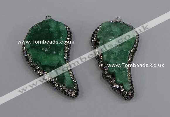 NGP4318 20*40mm - 25*50mm wing-shaped druzy quartz pendants